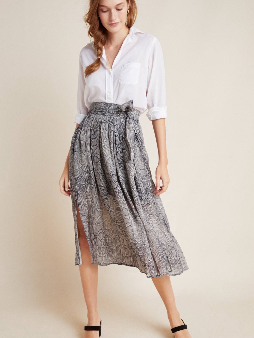 Anthropologie Maeve Annette Midi Snakeprint Skirt